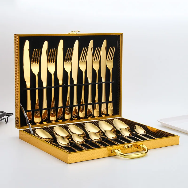 

Amazon For Gift Wedding Party Classic 24 Piece Gold Cutlery Set Stainless Steel, Golden