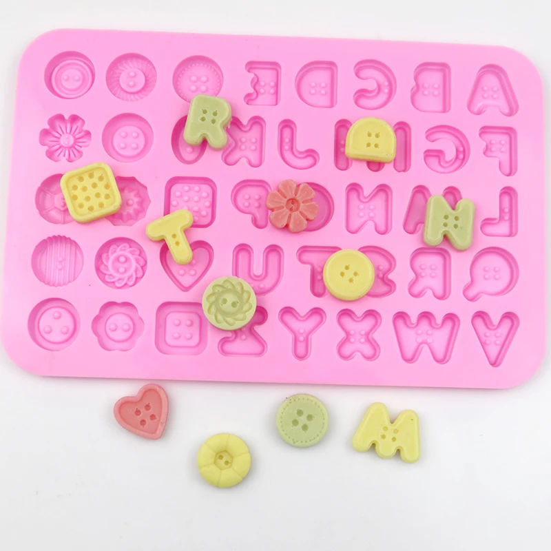 

1080 45 cavity letter pattern button silicone soft candy mold creative biscuit mold cake turn-over candy decoration mold