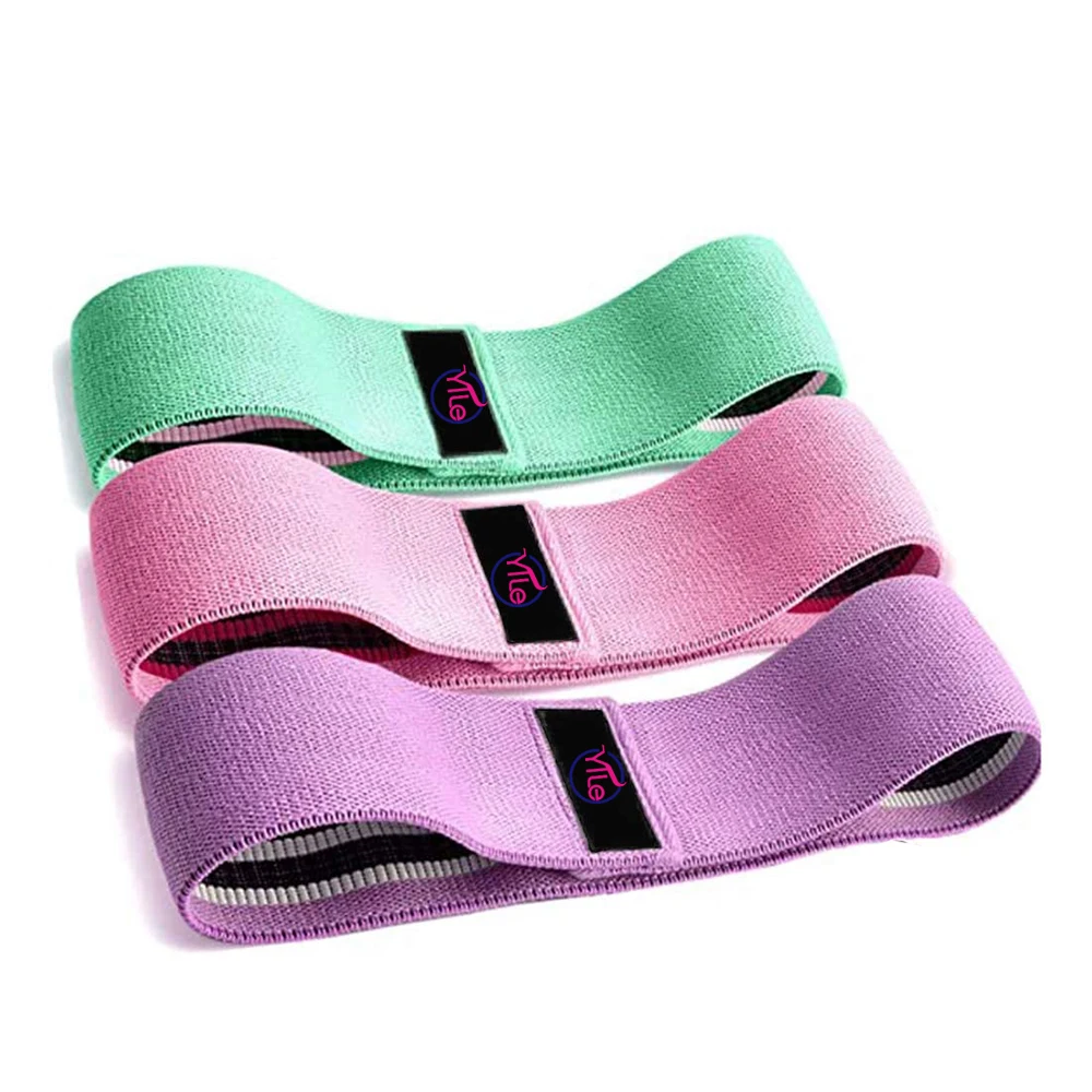 

High elastic hip training exercise fitness indoor fabric resistance bands set for woman, Black/blue/green/yellow/red or custom