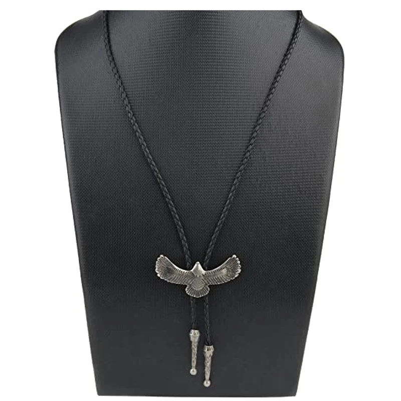 

2021 Sailing Jewelry Women Men Bolo Tie Handmade Eagle Necklace Western Cowboy Black Vintage Eagle Pendant Necklace