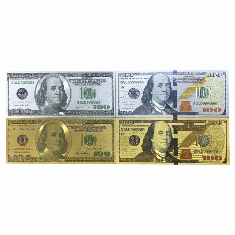 

Waterproof USA one hundred dollar Collection money gold silver foil $100 currency 24k foil plated banknote, Gold foil