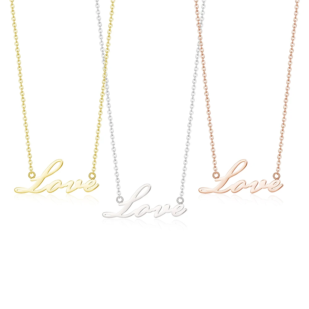 

Fashion Wholesale 2020 14k Rose Gold PVD Plated Love Necklace 316L Stainless Steel Letter Necklace, Rose gold/steel/gold