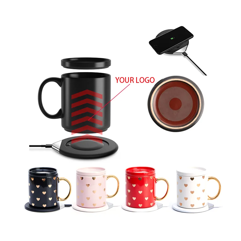 

Customized Mugs Sublimation Ceramic With Lid Smart Ceramic Mug With Heater Mug Water Heater Charger, Customized color(black / white is classical );decal can be customized