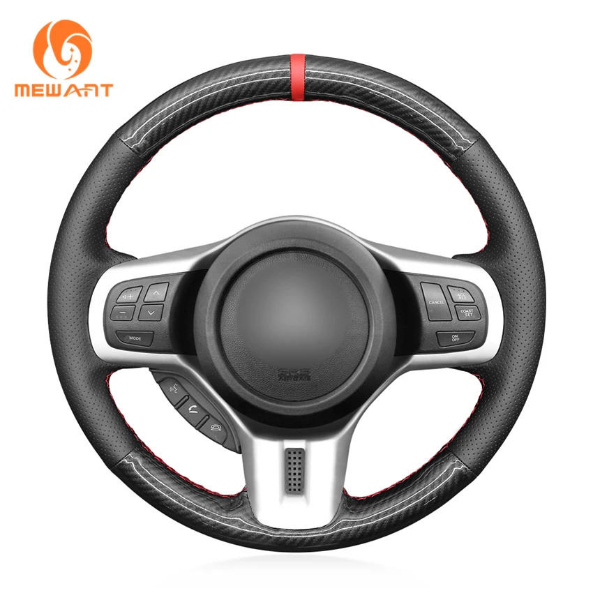 

Sport Custom Hand Sewing Black Carbon Fiber Leather Steering Wheel Cover for Mitsubishi Lancer Evolution EVO X 10 2008-2015