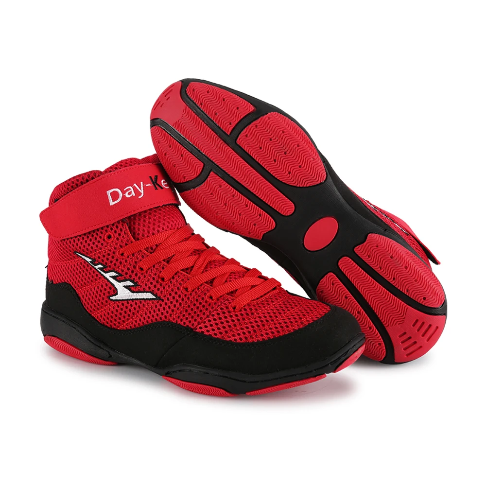 
Custom professional fashion sport leather red boxing shoes for men 