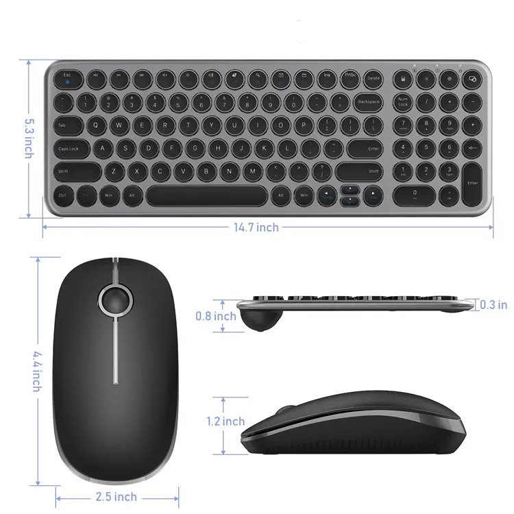 

Slim Ergonomic Keyboard Mouse with Round Keys for Windows Laptop PC Notebook Wireless Keyboard and Mouse Set