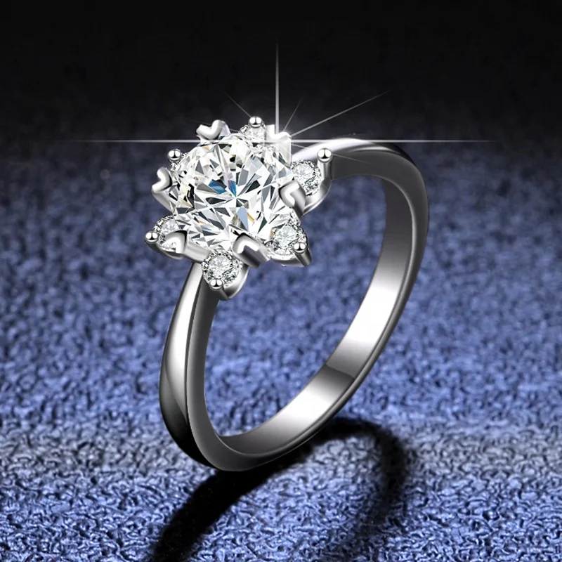 

Moissanite Rings 1ct D VVS Silver 925 moissanite rings Wholesale Price gra moissanite diamonds hip hop ring