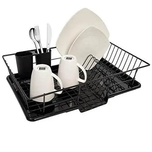 

Wholesale kitchen storage Utensil Holder Dish Drainer with tray, Black