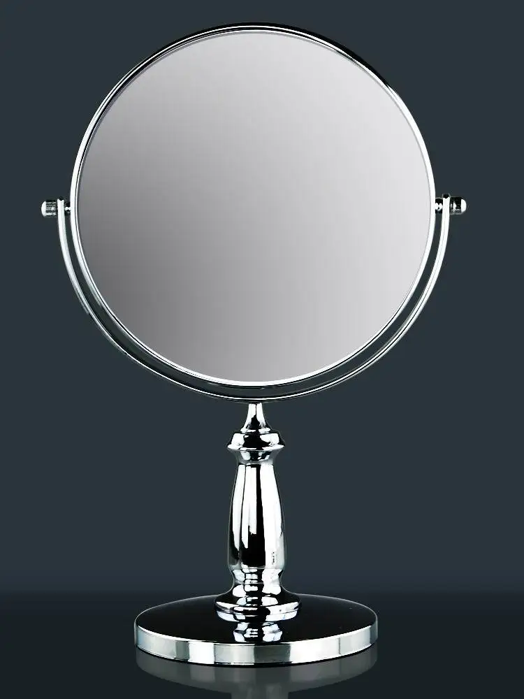 化妆镜铬 8 英寸桌面双面旋转 3 倍放大,化妆镜 36厘米高度, 镀铬表面
