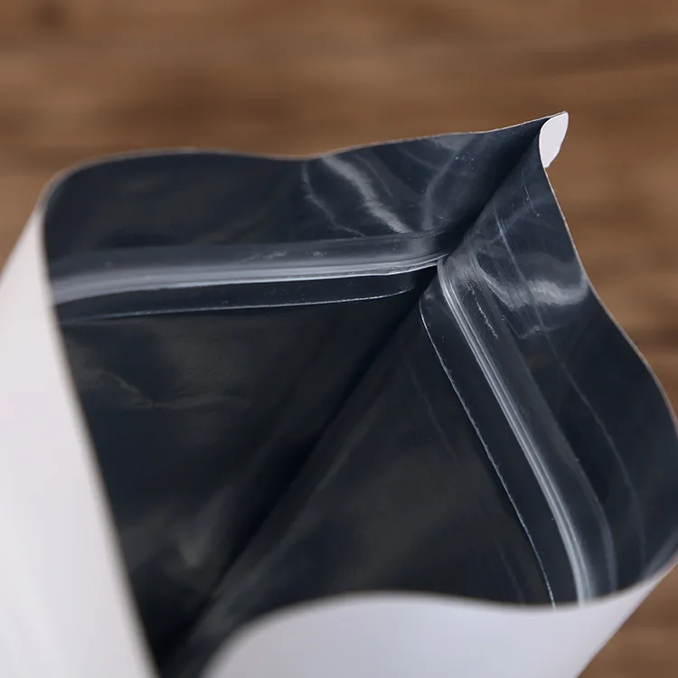 Стоячий мешочек из крафтовой бумаги белого цвета без окна внутри алюминий с молнией для чая кофе еды орехов