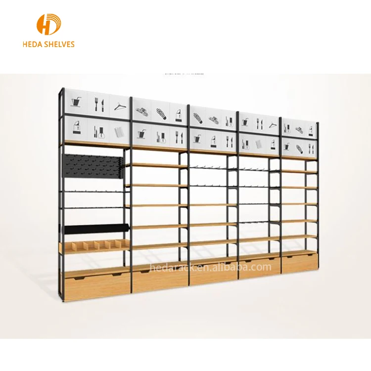 
Hot Sale MDF Display Racks MINISO Wooden Steel Shelves 