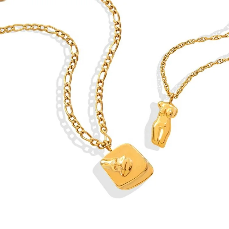 

Exaggerated Hip Hop Cool Style Body Face Pendant Double Layer
