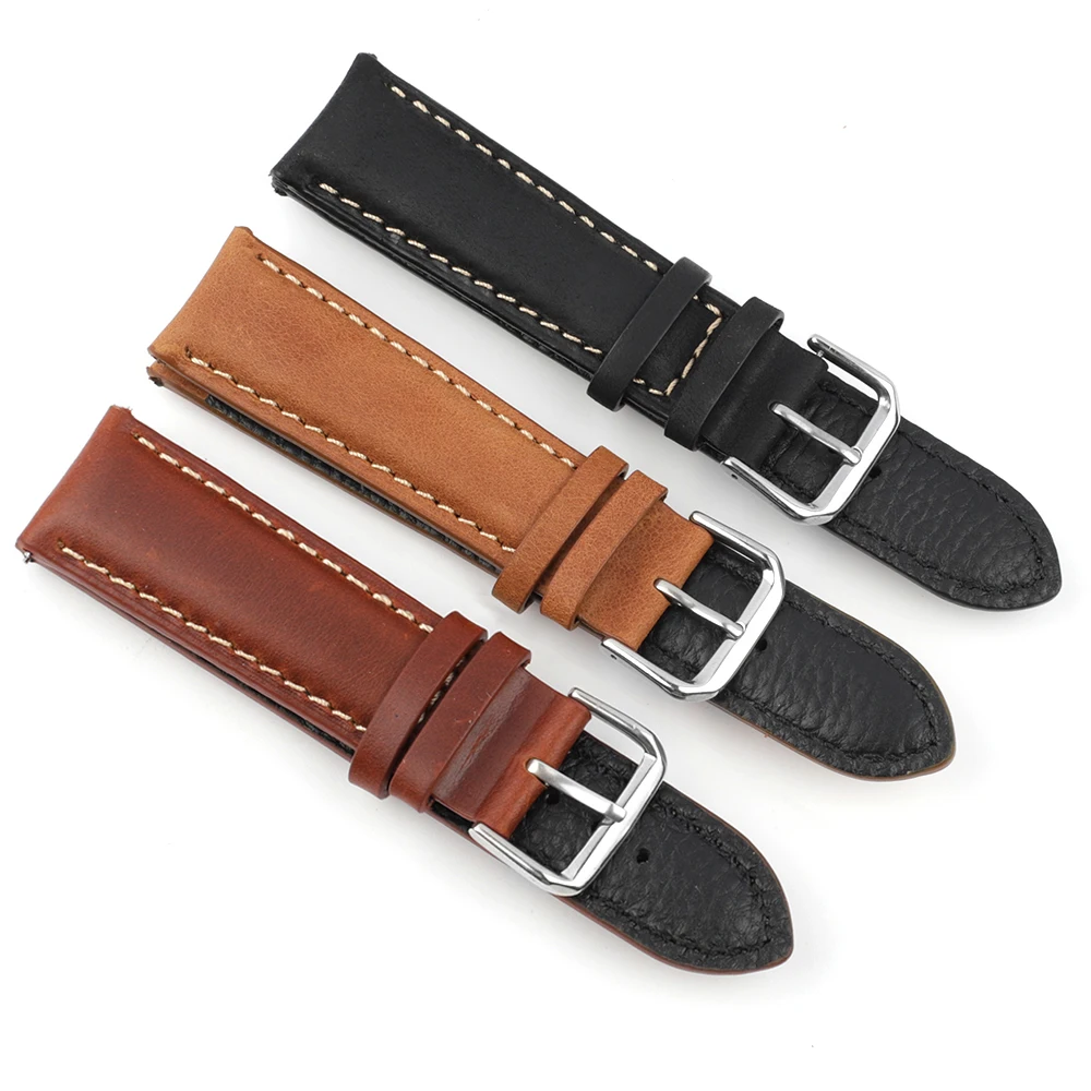 

black brown tan custom logo watchbands genuine leather wrist watch strap sublimation watch band 44