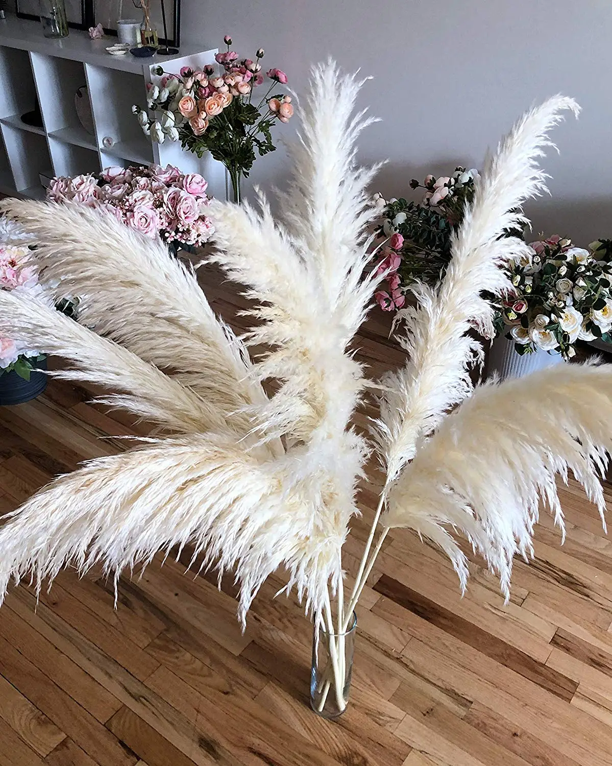 Pampas Grass Royal White Extra Fluffy 3 Stems Large 46'' - Home Decor ...