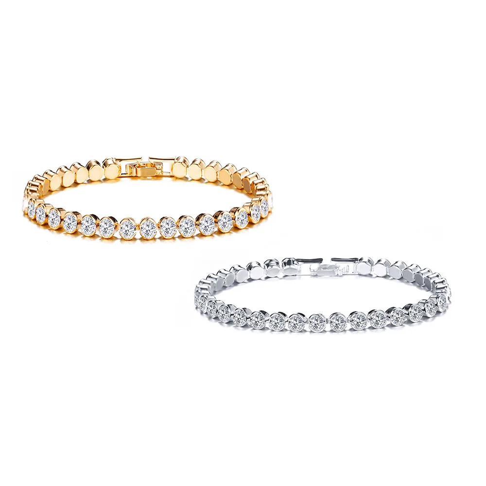 

Fashion Design Single Row Copper with Coating Crystal Diamond Jewelry Bracelet for Women