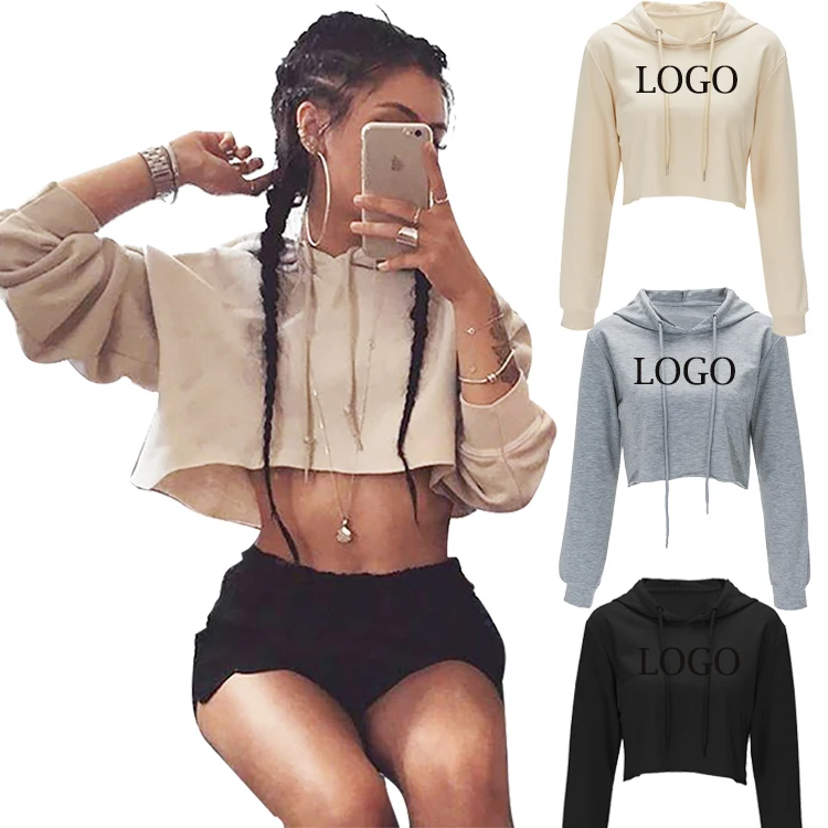 

OEM Logo Latest Design Lady Pullover Hoodies Women Long Sleeve Crop Top