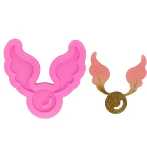 Image of S151 shiny spirit key chains mould silicone angle wing mold for keychains resin craft DIY