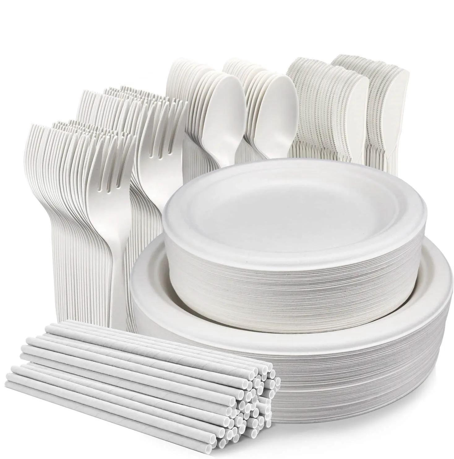 100% 一次性天然 bag渣环保堆肥纸板和可生物降解的 pla 餐具餐具套装