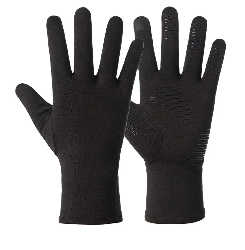 

Customize Touchscreen Water Resistant Silicone Gel Palm Fleece Lining Winter Warm Cycling Running Gloves, Black