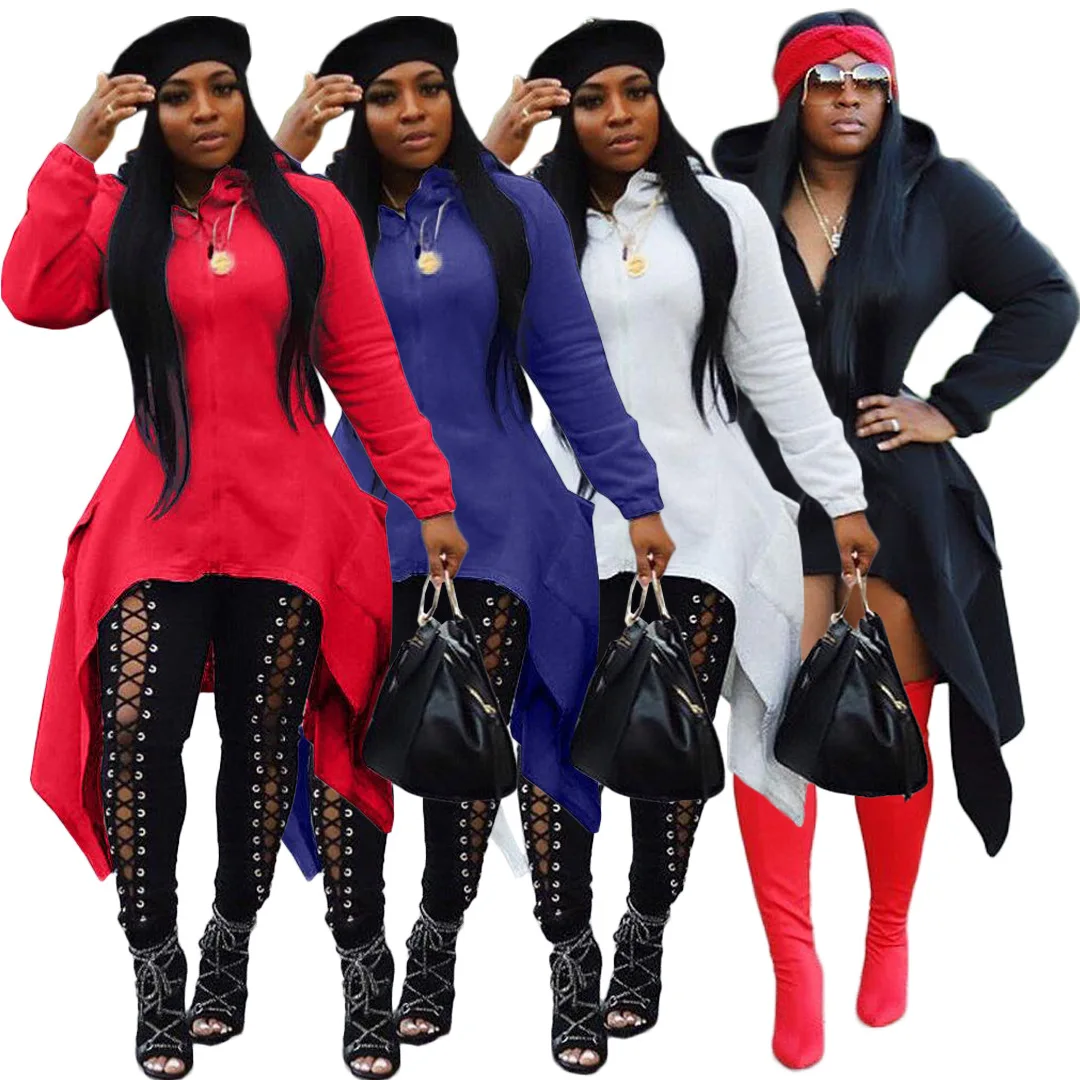 

FM-M5279 2020 Fashion casual ladies women long costs dress tuxedo zip hoodie trench coat women, As the pic