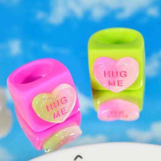 

2021 New Trendy Colorful Cute Acrylic resin chunky rings for Women Girls Jewelry