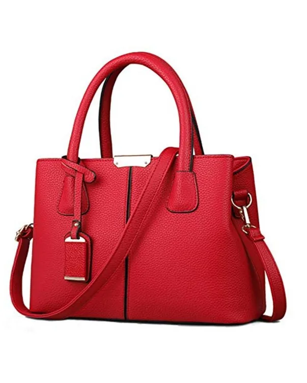 

Women Classy Satchel Handbags and Purse Tote Top-handle PU Leather Shoulder Bag, Black, white, pink,purple,blue