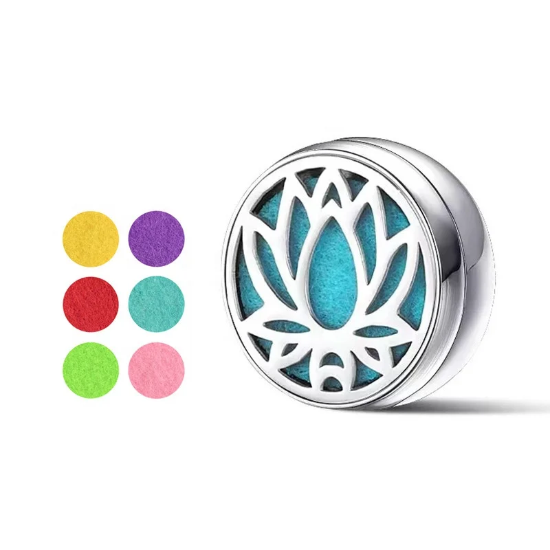 

Bomei Jewelry New Lotus Jewelry Stainless Steel Magnetic Clip Aromatherapy Essential Oil Lotus Form Locket Brooch Face Masking