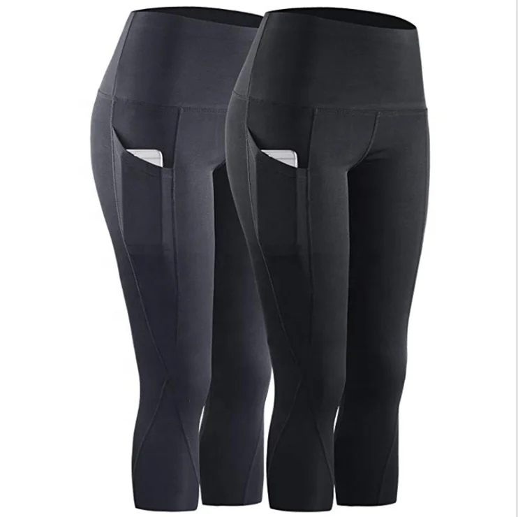 

Amazon Hot New Fitness Capris Pants Women's Capri Sports Pants High Waist Plain Color Cropped Leggings, Customized colors