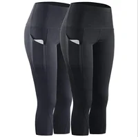 

Amazon Hot New Fitness Capris Pants Women's Capri Sports Pants High Waist Plain Color Cropped Leggings