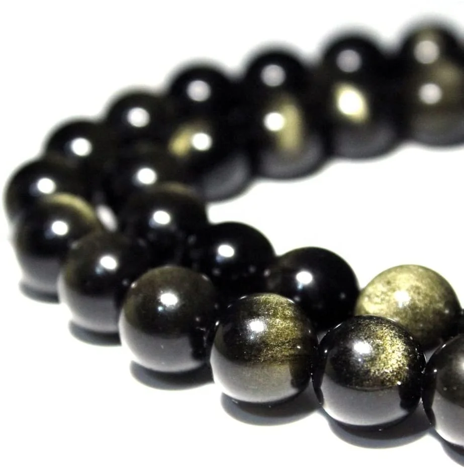 

10mm Natural Stone Beads Gold Obsidian Loose Beads stone for Jewelry Making