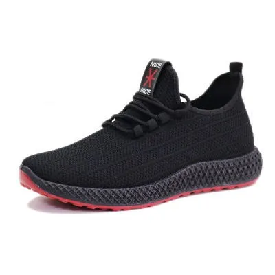 

Factory summer mesh shoes men casual breathable shoes men sneakers lace up mens sport shoes, Black+red/black+green/black+red thicken/black+green thicken