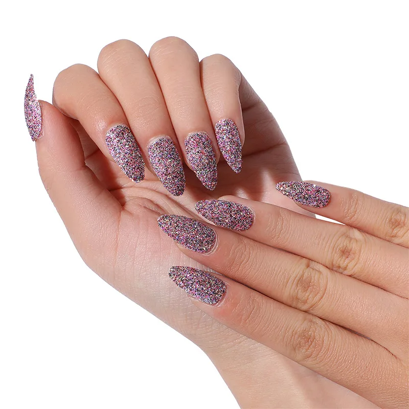 

Hot spring onion tip nail strips wearing nail 24 shiny nails, Multi color