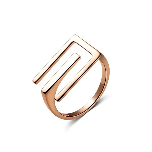 

Wholesale Custom Korean Style Simple Design Opening Letter E - shaped 925 Sterling Silver Ring