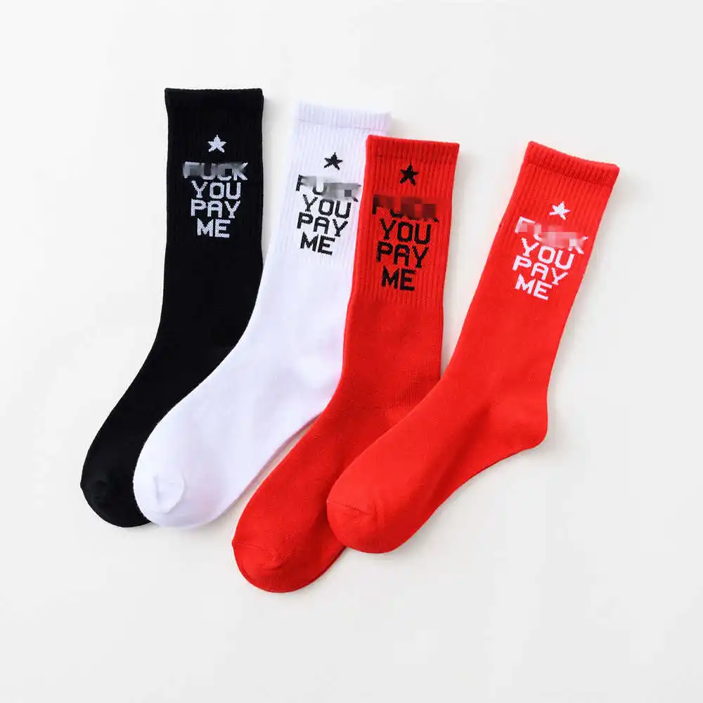 

Hip Hop European Skateboard Sports Socks Funky Letters Soft Cotton Couples Socks, Picture shown