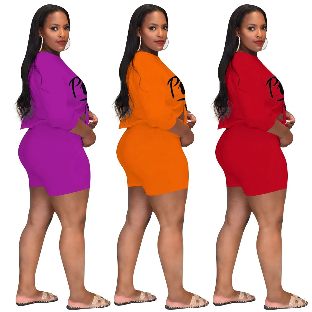 

MT90-8248 Boutique sportswear letter printing ladies two-piece solid color color 2021 new arrival sportswear women clothing sets