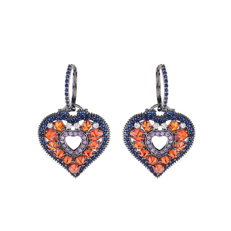 

Dr. Jewelry Ruby Gemstone Blue Pink Cz Zircon Heart Drop Earrings For 2021 Women Christmas Gift jewelry