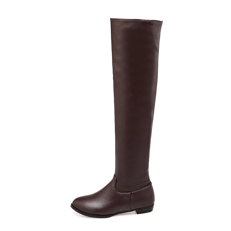 

New Style winter round head Low Heel Side Zipper ladies' Over-the-Knee boots