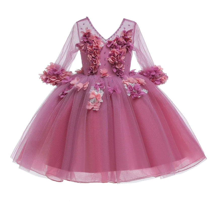 

KLS2161 Girls long sleeve lace princess dress flower girl dress children dress