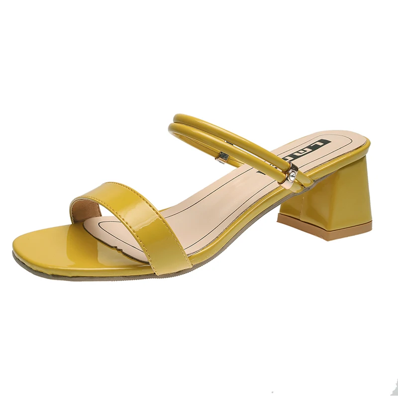 

Summer women's square heel a word open toe sandals heeled sandals shoes- lady heels for women