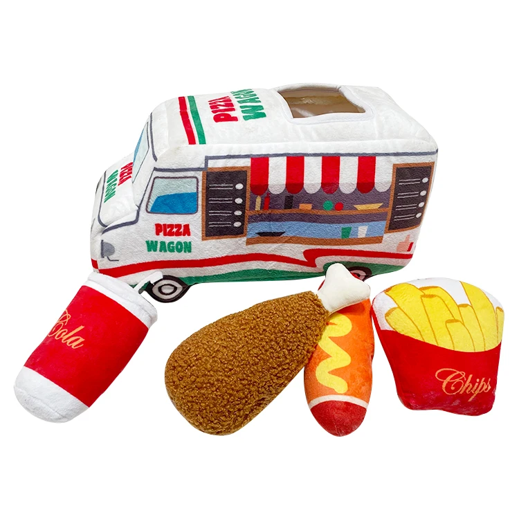 

Wholesale Interactive Ice Cream Truck Hide And Seek Custom Durable Dog Chew Cute Plush Toy, Oem