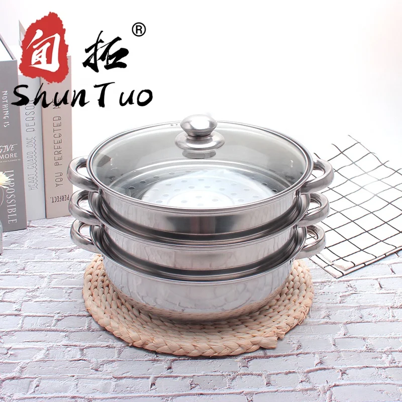 

Induction gas chinese 3 Tier cooker dumpling cooking soup pot stainless steel baby food steamer