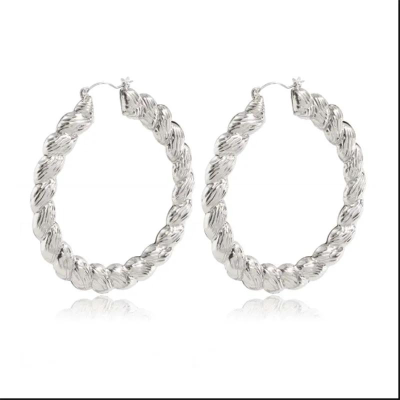 

Vintage baroque geometric circle metal large earrings for woman, Gold ,silver
