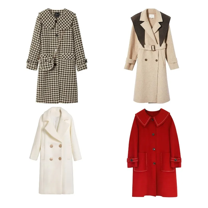 

Hot Selling Winter Women Plus Size Loose Temperament Solid Color Lapel Mid-Length Button Woolen Fashion Casual Coat