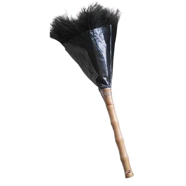 

Soft feather duster ostrich feather cleaning duster with bamboo handle, Black