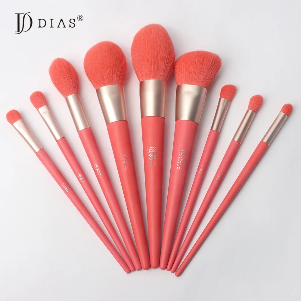 

Top Quality Dense Fluffy 9pcs Wood Handle Wholesale Synthetic Luxury Red Professional Cosmetic Private Label Makeup Brush Set