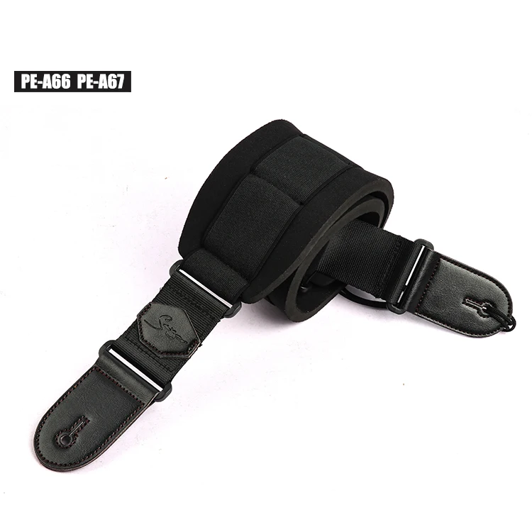 

PE-A66/67 OEM Custom Brand Leather belt Ends Electric Bass Thick Memory Foam Padded Guitar Strap