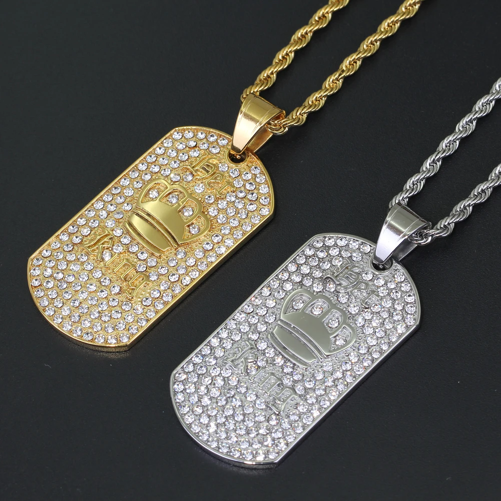 

TUNKALL SN195 Wholesale Necklace Stainless Steel Crystal Pendant Hip Hop Jewelry