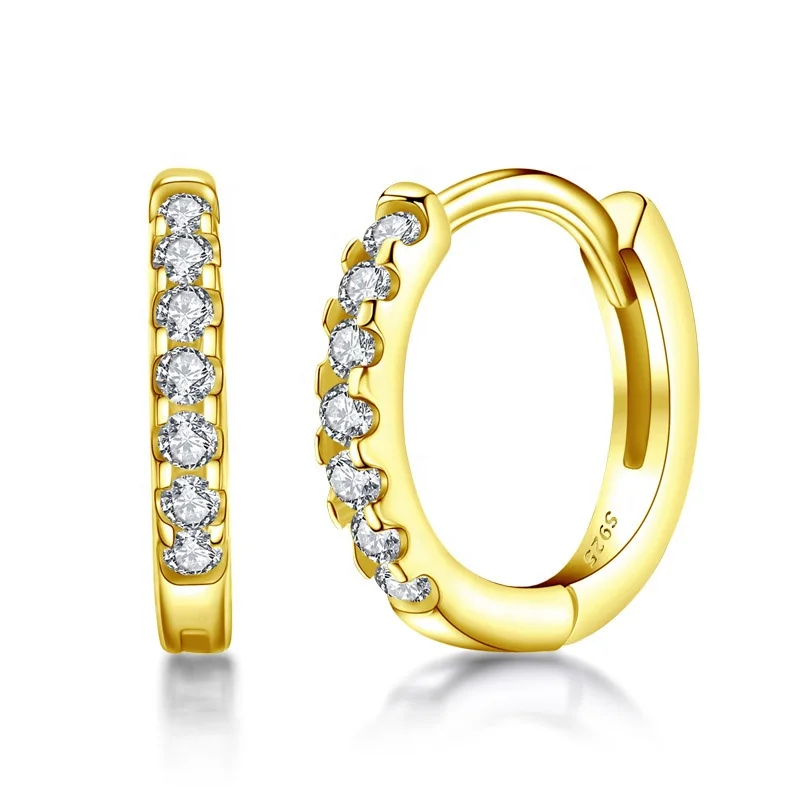 

Elegant Women Jewelry 925 Sterling Silver Yellow Gold Plated Huggie Earrings