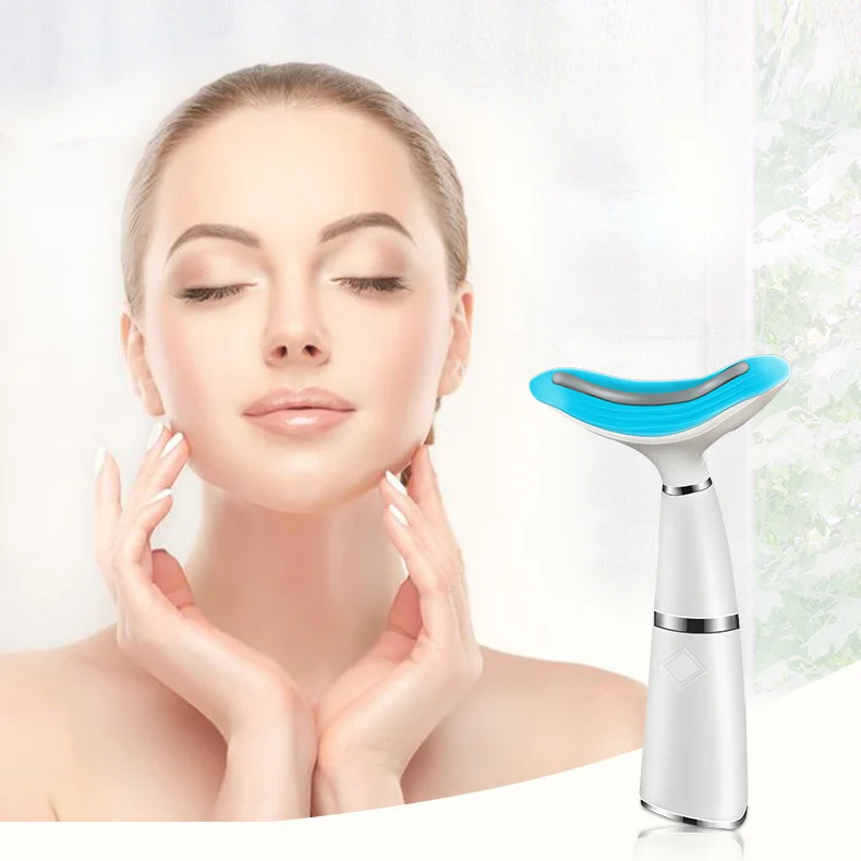 

2021 Skin Rejuvenation Led Frequency Facial Machine Photon Therapy Anti Aging Neck Lifting Device Smart Neck Massager, White