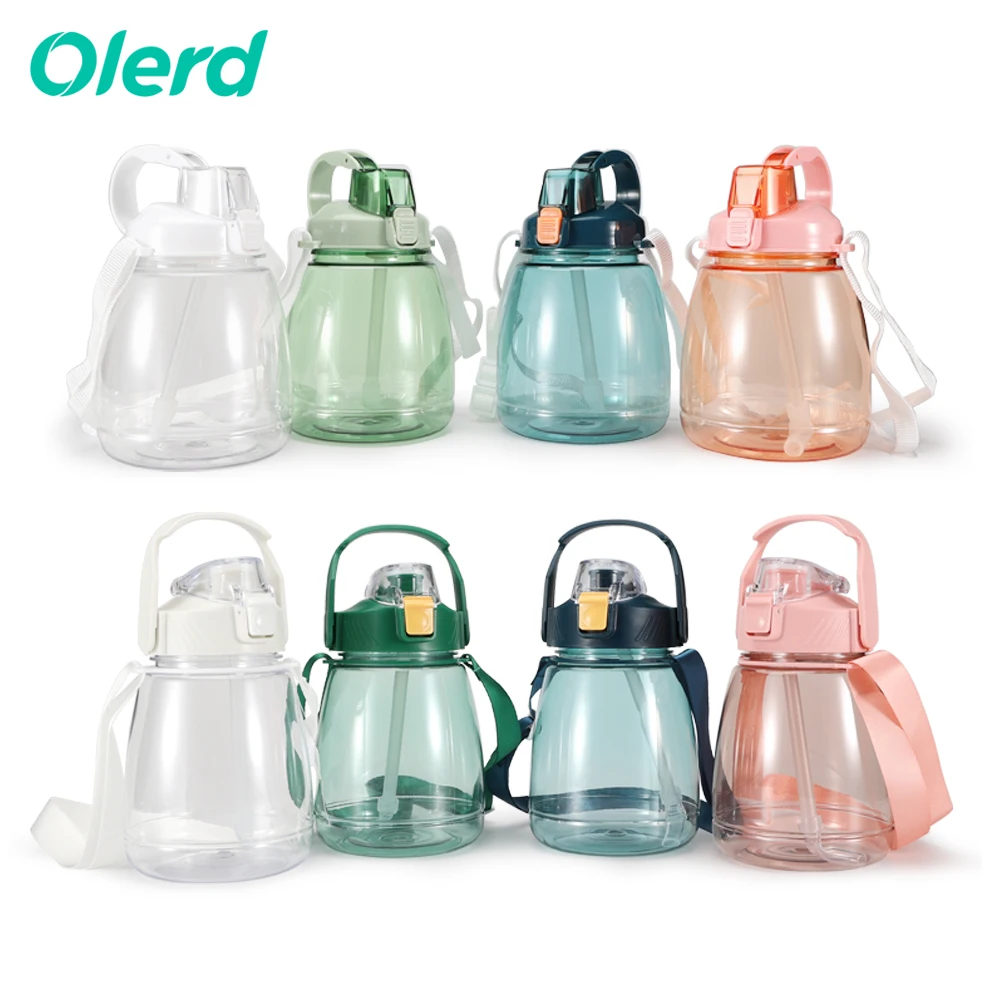 

OLERD Custom Portable Cute Big Belly Plastic Cup Large Capacity 1300ml Creative Girls Sports Water Bottle, Customized